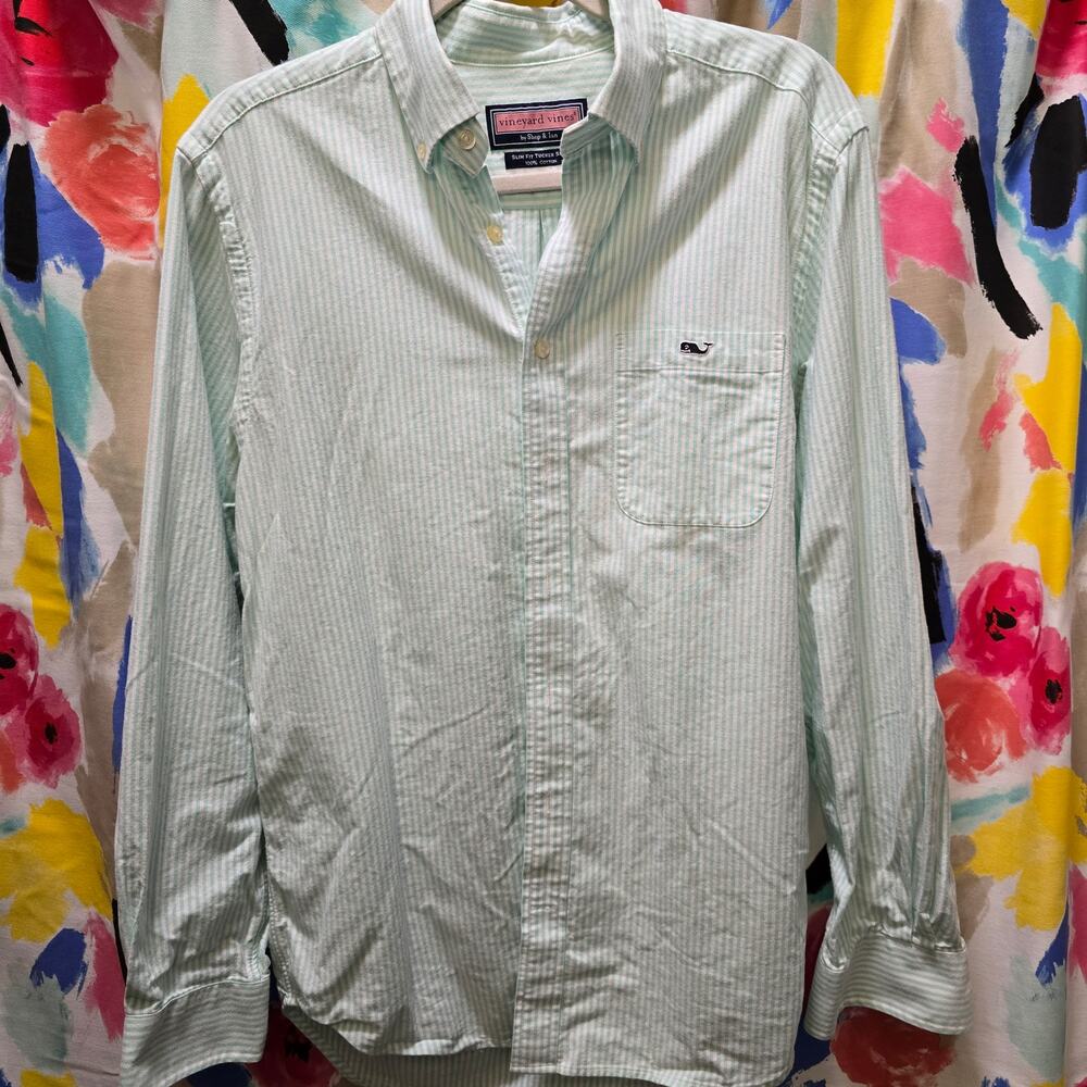Vineyard Vines by Shep & Ian Slim Fit Tucker Shirt 100% cotton‎ striped shirt M